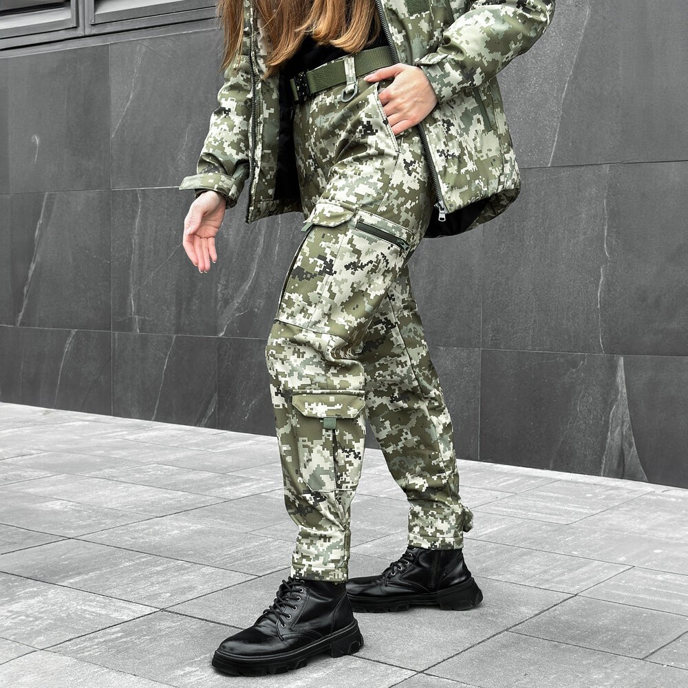 Штани-карго для жінок з боковими кишенями піксельні Pobedov Static