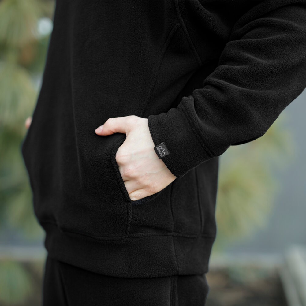 Флісовий зимовий чоловічий костюм Pobedov Mariot. Чорний чоловічий флісовий костюм, укр, укр