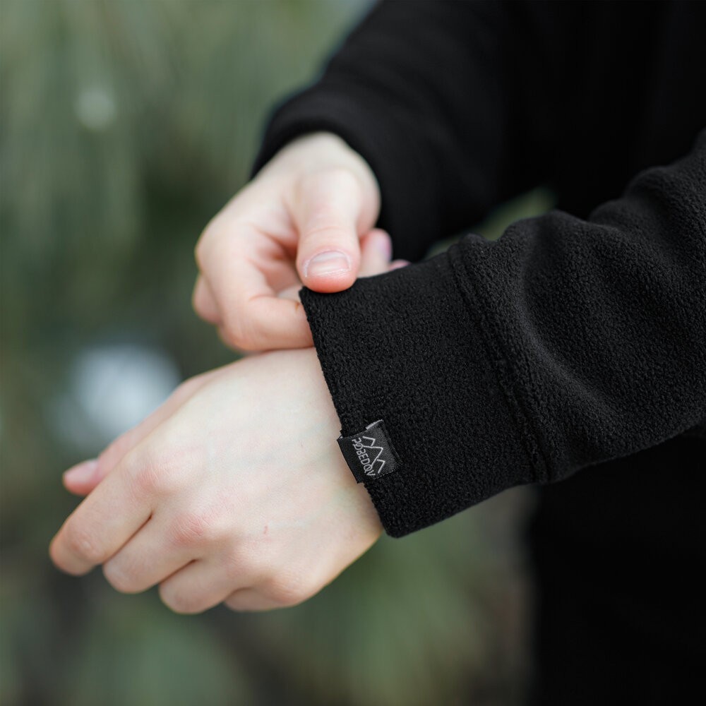 Флісовий зимовий чоловічий костюм Pobedov Mariot. Чорний чоловічий флісовий костюм, укр, укр