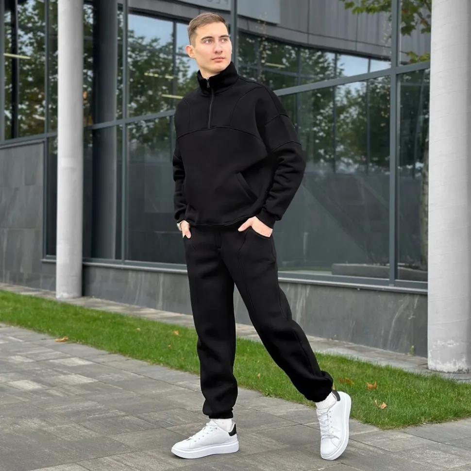 Спортивний костюм зимовий чоловічий чорний Pobedov Grand ЗИМА (L)
