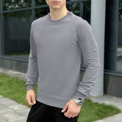 Світшот чоловічий однотонний сталевий Pobedov 001