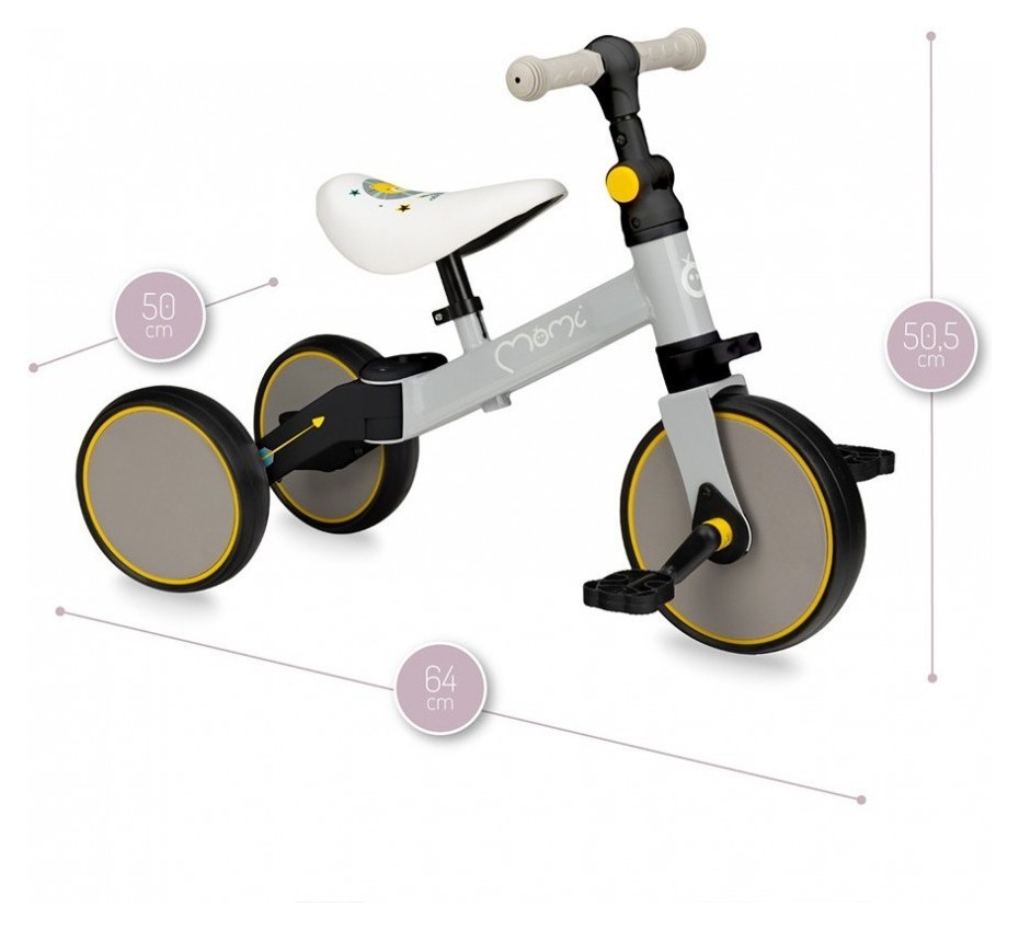 Біговел-велосипед MoMi LORIS 4 в 1 Grey-Turquoise, укр, укр