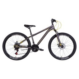 Велосипед 26" Discovery RIDER AM DD 2022 (темно-сріблястий з жовтим (м)) (16")