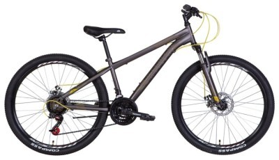 Велосипед 26&quot; Discovery RIDER AM DD 2022 (темно-сріблястий з жовтим (м))
