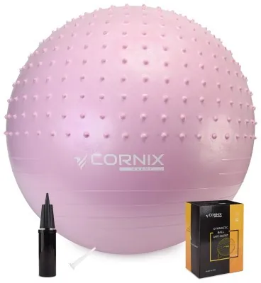 Мяч для фитнеса (фитбол) Cornix 55 см полумассажный Anti-Burst XR-0465 Light Pink
