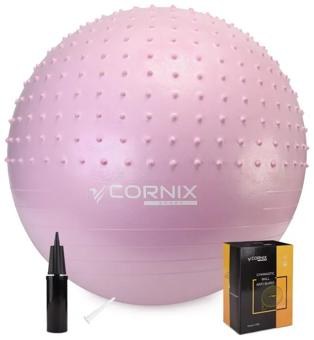 Мяч для фитнеса (фитбол) Cornix 55 см полумассажный Anti-Burst XR-0465 Light Pink
