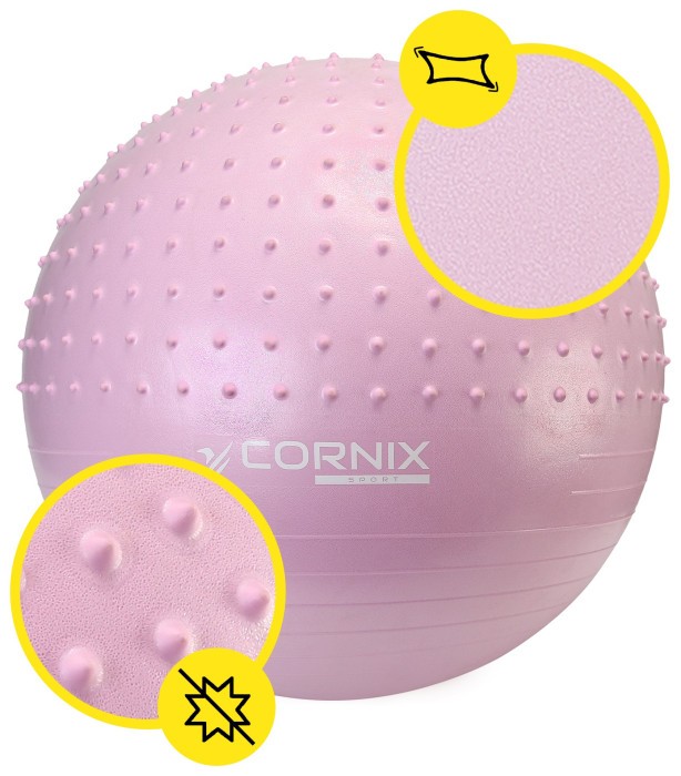 Мяч для фитнеса (фитбол) Cornix 55 см полумассажный Anti-Burst XR-0465 Light Pink