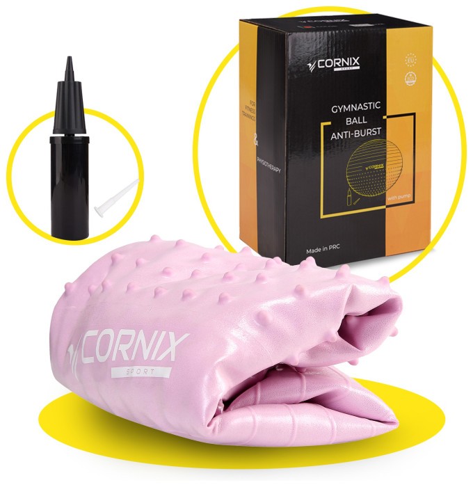 Мяч для фитнеса (фитбол) Cornix 55 см полумассажный Anti-Burst XR-0465 Light Pink