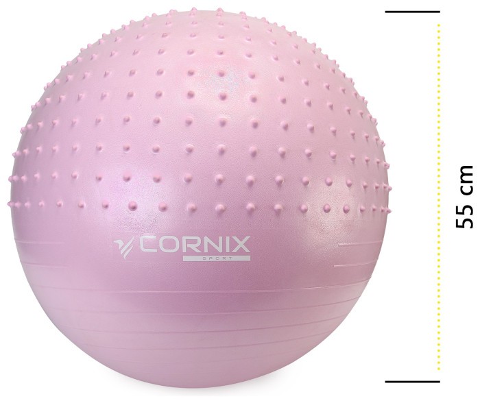 Мяч для фитнеса (фитбол) Cornix 55 см полумассажный Anti-Burst XR-0465 Light Pink