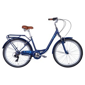 Велосипед сталь Dorozhnik LUX AM 26 Vbr трещотка рама-17&quot; синій з блакитним (матовий) з багажником задн St з крылом St 2024