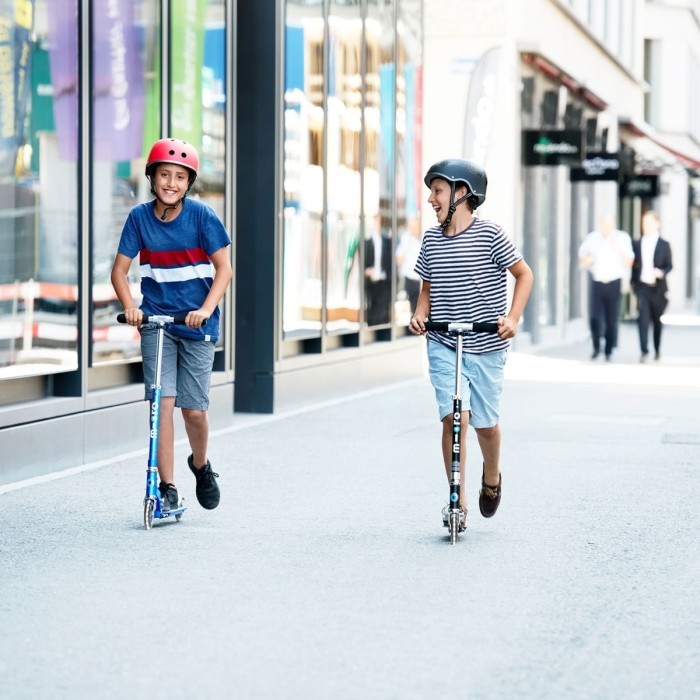 Самокат MICRO серии "Sprite LED" – ЧОРНИЙ (складаний, до 100 kg, двоколісний, світло), укр, укр