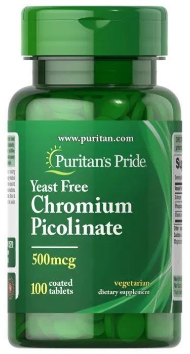Chromium Picolinate 500 mcg Yeast Free - 100 tabs, укр, укр