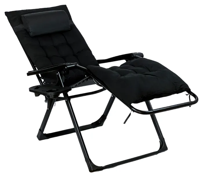 Раскладное кресло шезлонг LEOBRO Zero Gravity Premium Plus Black (LB-ZGC-K2-BLK)