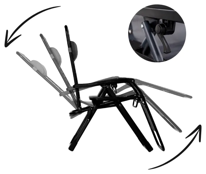 Раскладное кресло шезлонг LEOBRO Zero Gravity Premium Plus Black (LB-ZGC-K2-BLK)