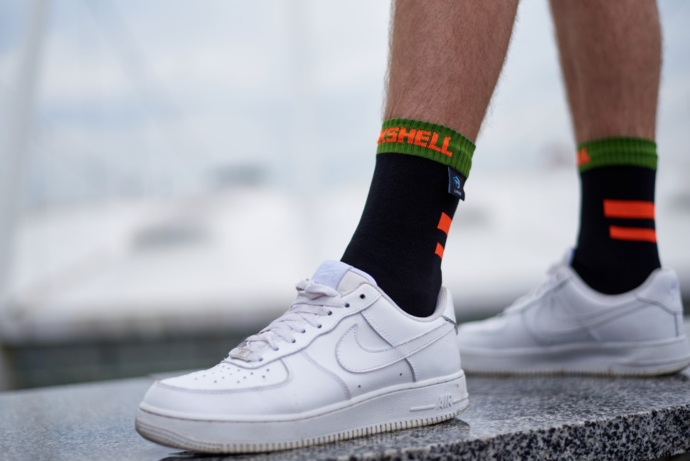 Носки водонепроницаемые Dexshell Running, p-p XL, с оранжевыми полосами.