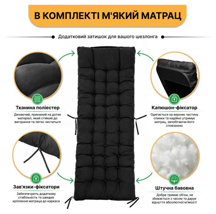 Раскладное кресло шезлонг LEOBRO Zero Gravity Premium Plus Черное (LB-ZGC-E1-BLK)