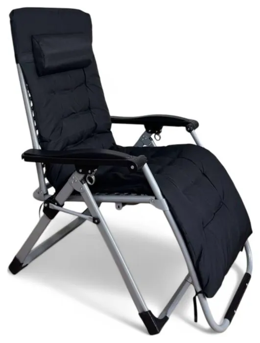 Раскладное кресло шезлонг LEOBRO Zero Gravity Premium Plus Черное (LB-ZGC-E1-BLK)