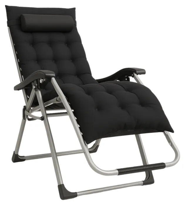 Раскладное кресло шезлонг LEOBRO Zero Gravity Premium Plus Черное (LB-ZGC-E1-BLK)
