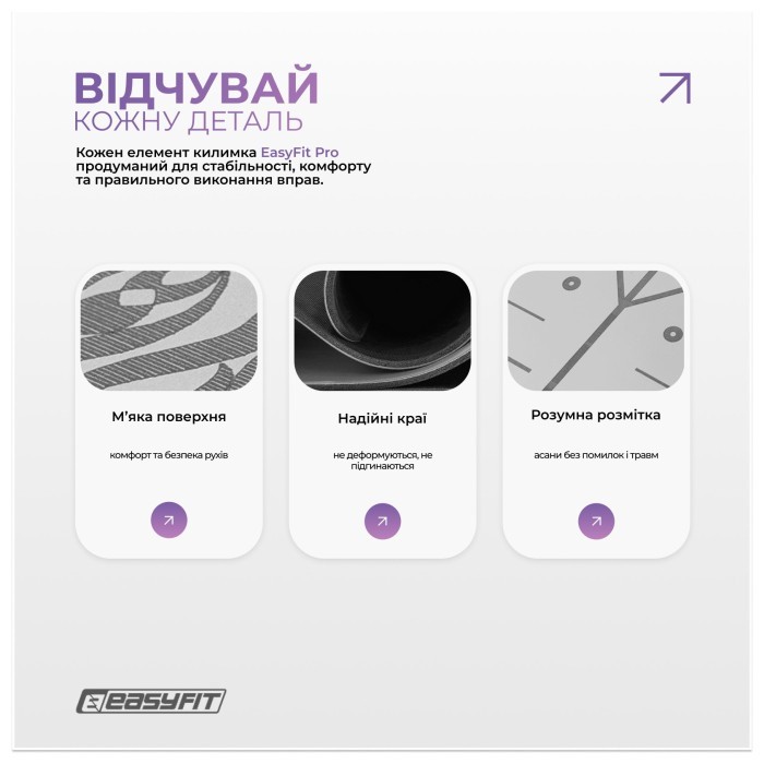 Килимок для йоги професійний EasyFit Pro каучук 5 мм Сірий