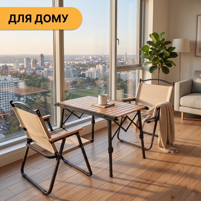 Комплект туристический - стол LEOBRO Pro Camp и 2 кресла Camp Beige L