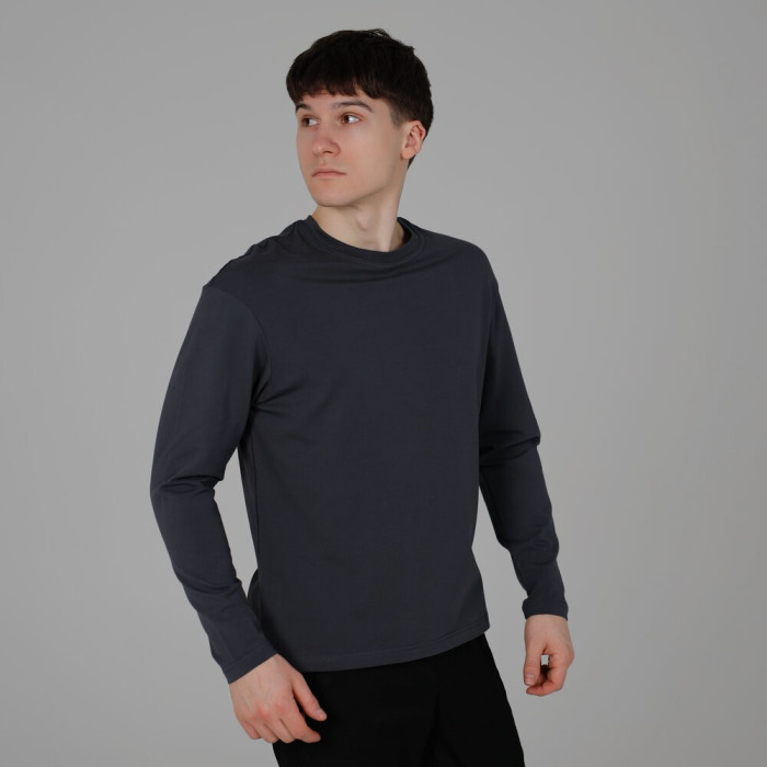 Лонгслив мужской Slavni прямого кроя темно-серый, Лонгслив Slavni Mono универсальный темно-серый