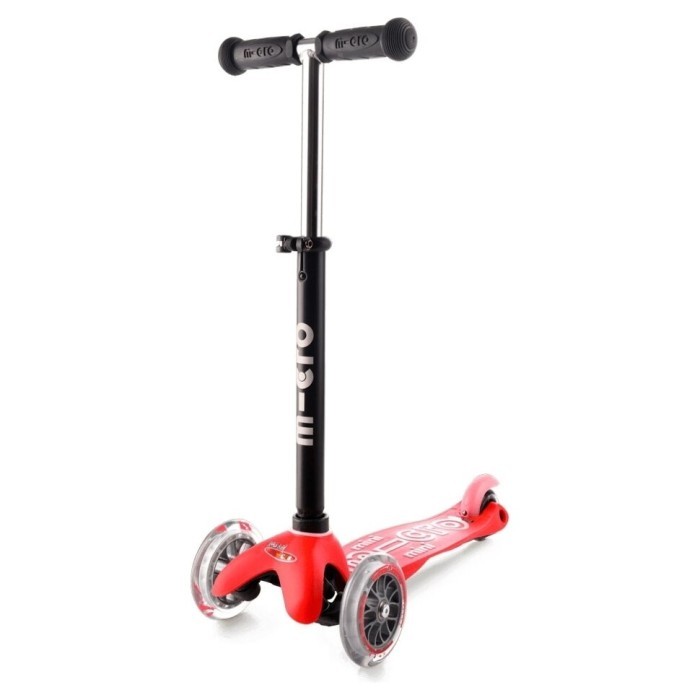 Самокат MICRO серии Mini2go Deluxe Plus - КРАСНЫЙ (до 50 kg, до 20 kg с сиденьем, 3-х кол.)