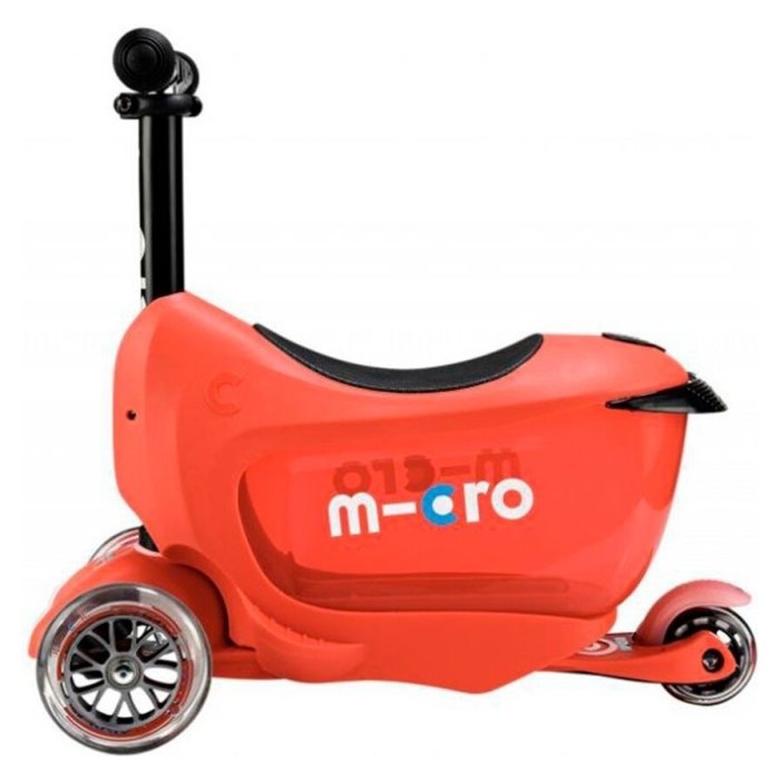 Самокат MICRO серии Mini2go Deluxe Plus - КРАСНЫЙ (до 50 kg, до 20 kg с сиденьем, 3-х кол.)
