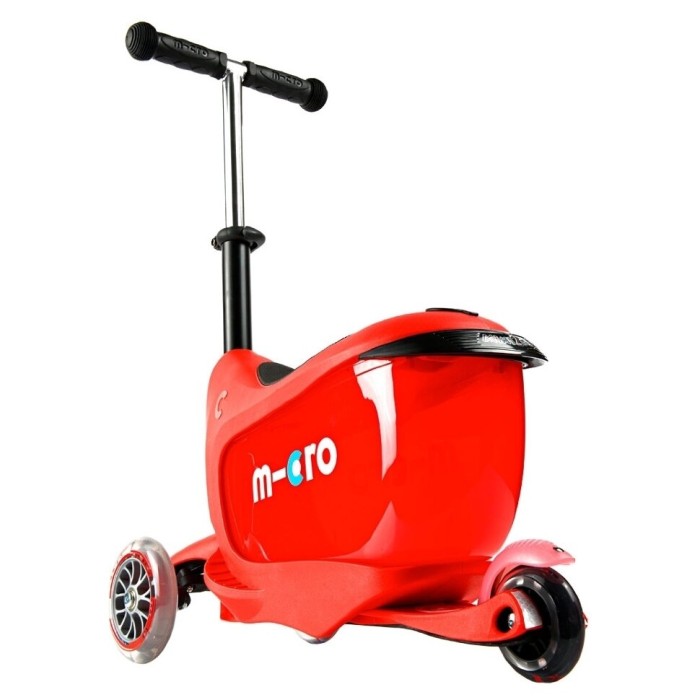 Самокат MICRO серии Mini2go Deluxe Plus - КРАСНЫЙ (до 50 kg, до 20 kg с сиденьем, 3-х кол.)