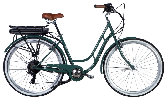 Велосипед уцінений з електроприводом 28" ST Dorozhnik eRETRO Vbr FR рама-19" 36B 13А*г 500Вт зелено-сірий 2026, укр, укр