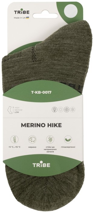 Носки Tribe Merino Hike T-KB-0017-olive, 38-40