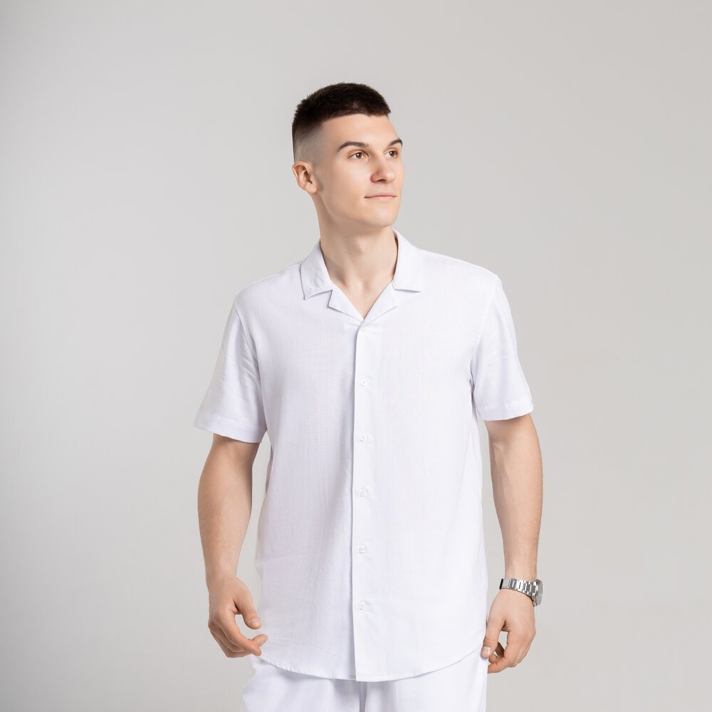 Чоловіча сорочка з коротким рукавом біла Pobedov Marsel