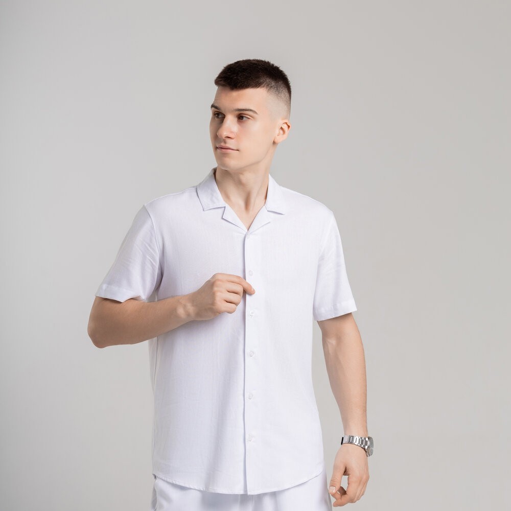 Чоловіча сорочка з коротким рукавом біла Pobedov Marsel