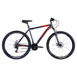 Велосипед 29" Discovery RIDER 2024 (темно-сріблястий з червоним (м))