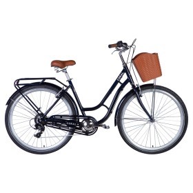 Велосипед AL 28&quot; Dorozhnik CORAL FRW Vbr рама- &quot; с багажником задн St с корзиной Pl с крылом St 2024 (темно-синій)