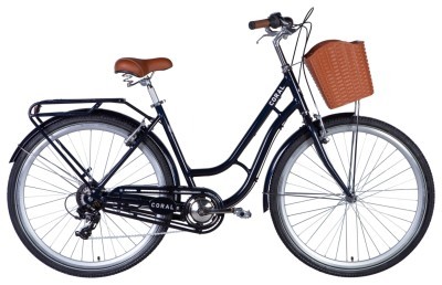 Велосипед AL 28" Dorozhnik CORAL FRW Vbr рама-" с багажником задн St с корзиной Pl с крылом St 2024 (темно-синий)
