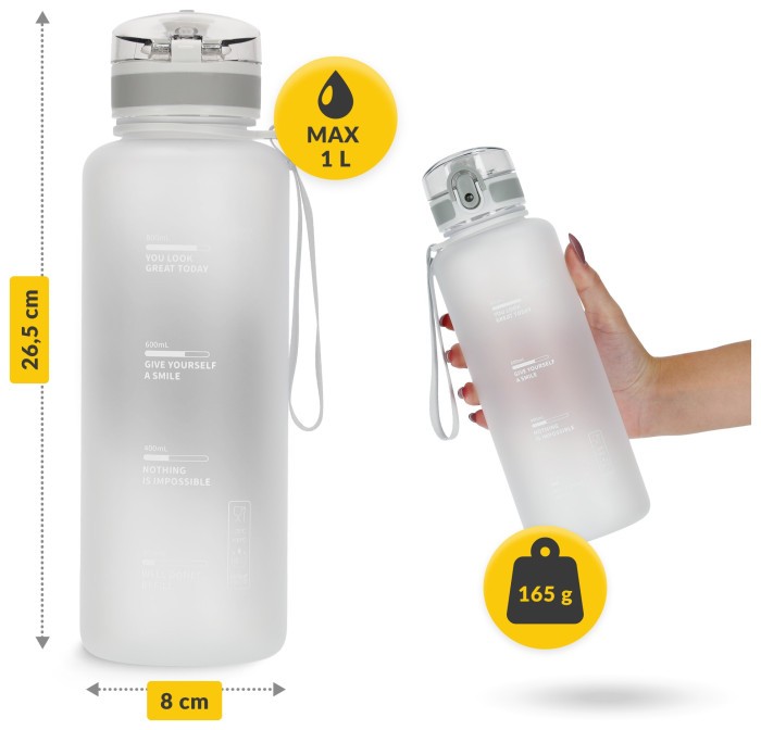 Бутылка для воды спортивная 4FIZJO 1000 мл Grey (P-5905973404273)