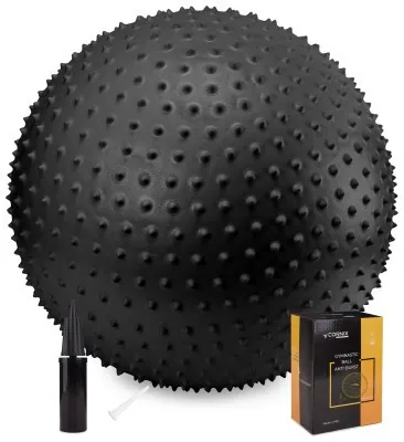 М'яч для фітнесу (фітбол) Cornix 55 см масажний Anti-Burst XR-0466 Black