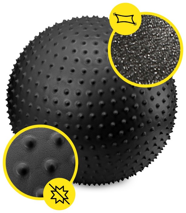 М'яч для фітнесу (фітбол) Cornix 55 см масажний Anti-Burst XR-0466 Black