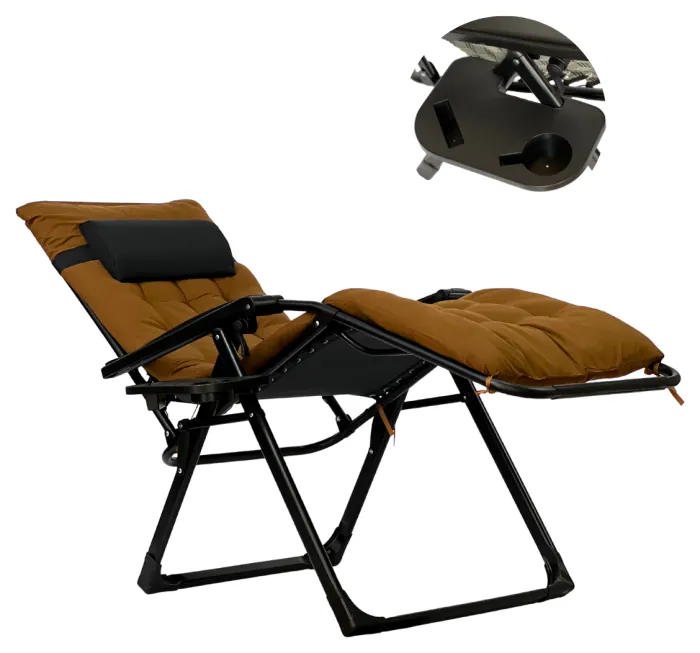 Раскладное кресло шезлонг LEOBRO Zero Gravity Premium Brown (LB-ZGC-K2-BRN)