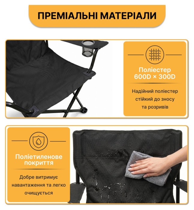 Розкладне туристичне крісло LEOBRO Lite Black (LB-1075)