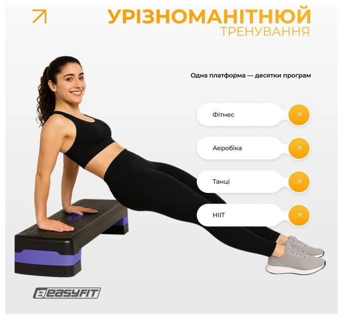 Степ-платформа EasyFit Step-B 2-ступінчаста фіолетова, укр, укр
