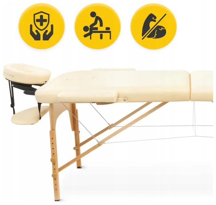 Массажный стол складной 4FIZJO Massage Table Wood W60 Beige (P-5907739318350)