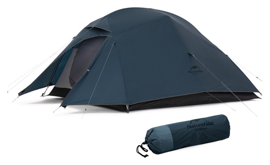 Намет надлегкий тримісний з футпринтом Naturehike Cloud Up 3 UL NH18T030-T-T, 20D, темно-синій, укр, укр
