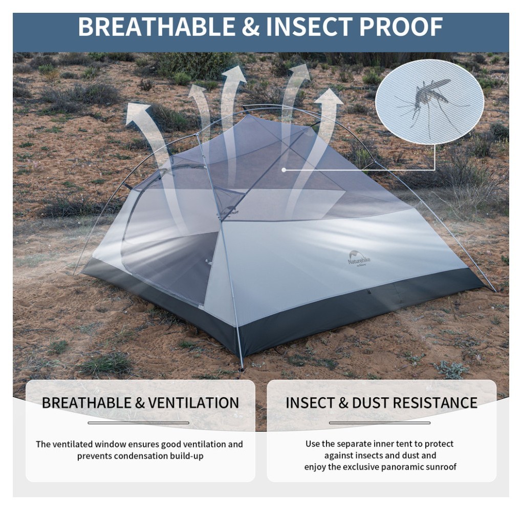 Намет надлегкий тримісний з футпринтом Naturehike Cloud Up 3 UL NH18T030-T-T, 20D, темно-синій, укр, укр