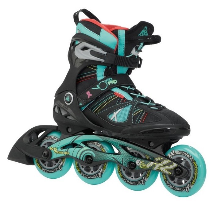 Роликовые коньки для взрослых K2 VO2 90 PRO W 39 (8.0US) 250мм Black/light blue (3050104)