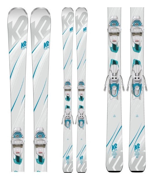 Лижі гірські комплект K2 TRUE LUV+ER3 10 COMPACT QUIKCLIK 153см White/turquoise/black (10C0405.243.1+10C1011.143.2)