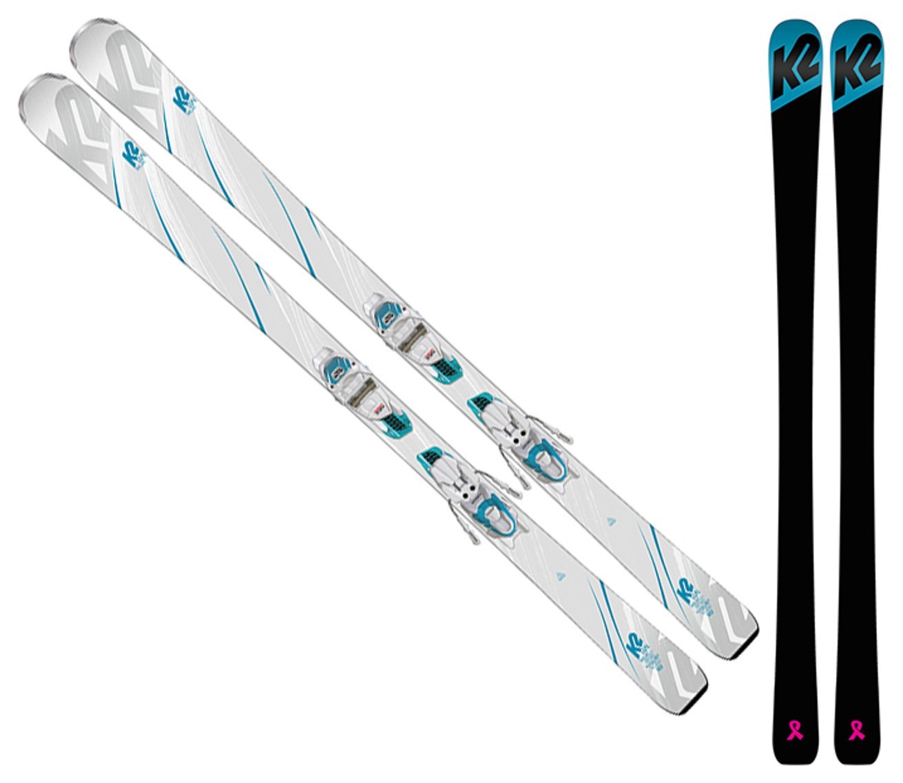 Лижі гірські комплект K2 TRUE LUV+ER3 10 COMPACT QUIKCLIK 153см White/turquoise/black (10C0405.243.1+10C1011.143.2)