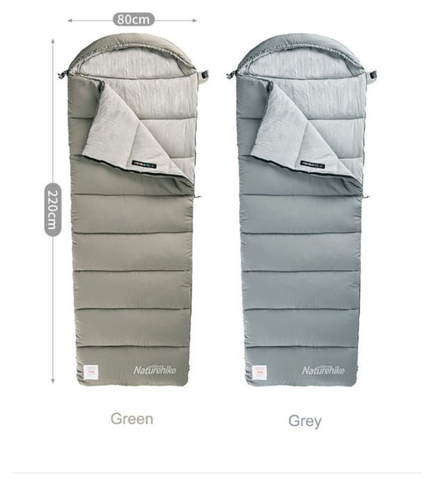 Спальный мешок с капюшоном с обычным мешком для хранения Naturehike M300 CNK2350WS023, серый, левый