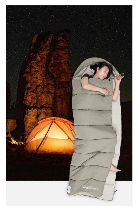 Спальный мешок с капюшоном с обычным мешком для хранения Naturehike M300 CNK2350WS023, серый, левый