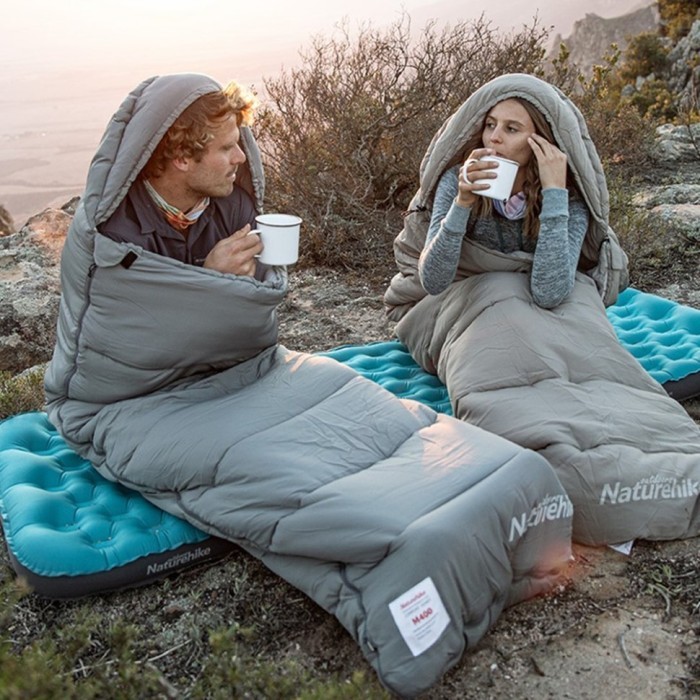 Спальный мешок с капюшоном с обычным мешком для хранения Naturehike M300 CNK2350WS023, серый, левый